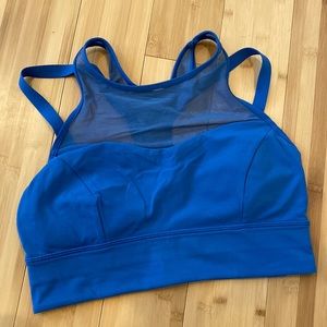 Blue mesh Lululemon sports bra with removable pads